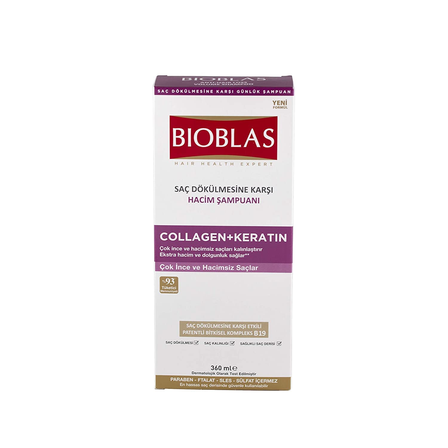 Bioblas Shampoo Collagen + Keratin, Anti Hair Loss Shampoo 360ml