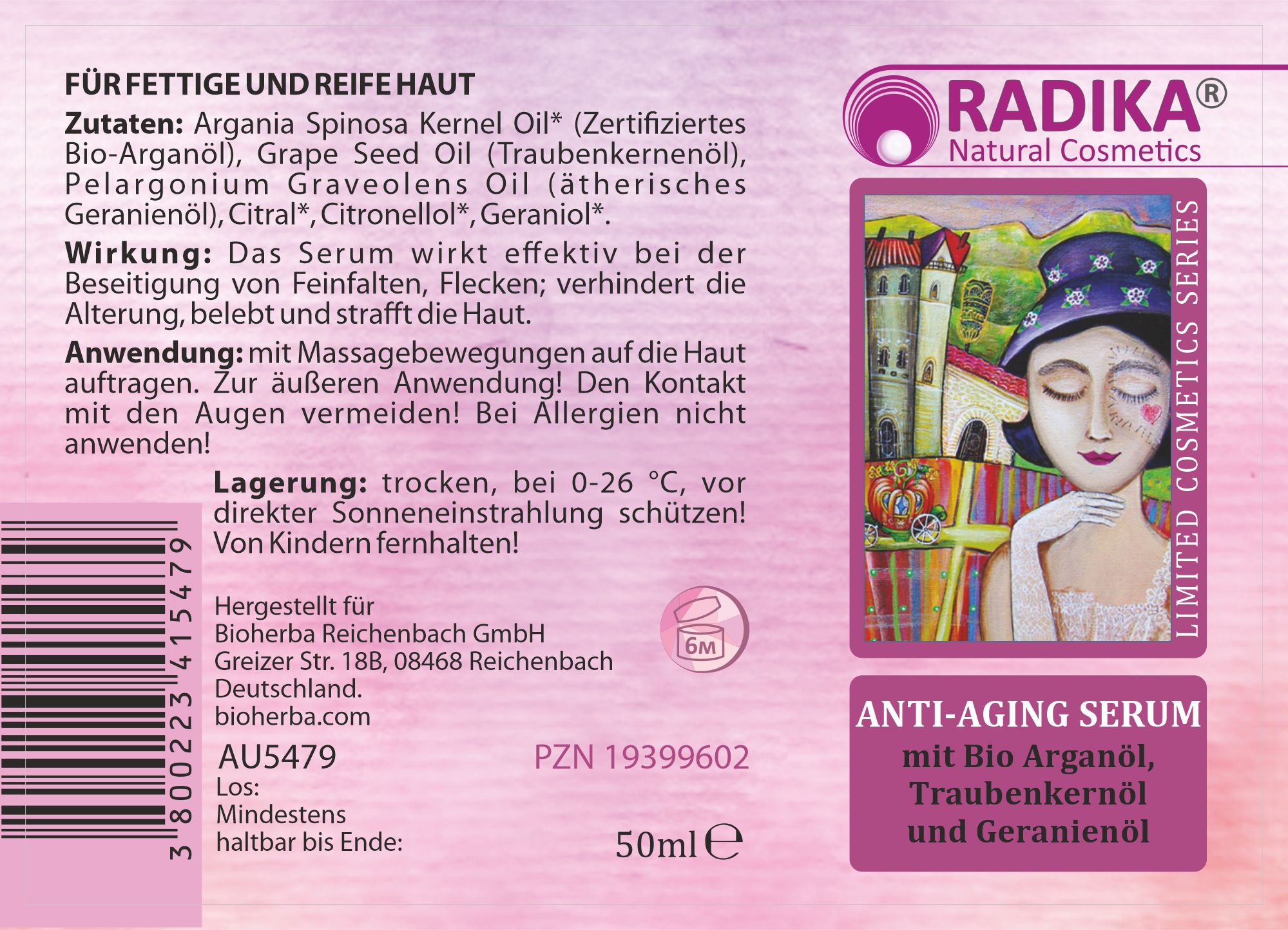 Bioherba Anti-Aging Serum - Organic Argan Oil, Grape Seed & Geranium Oil
