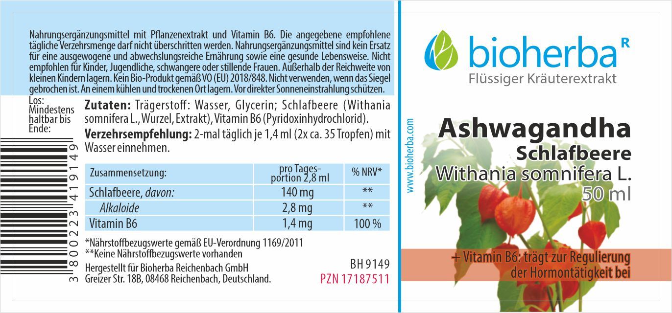 Bioherba Ashwagandha Sleepberry Drops Tincture Extract