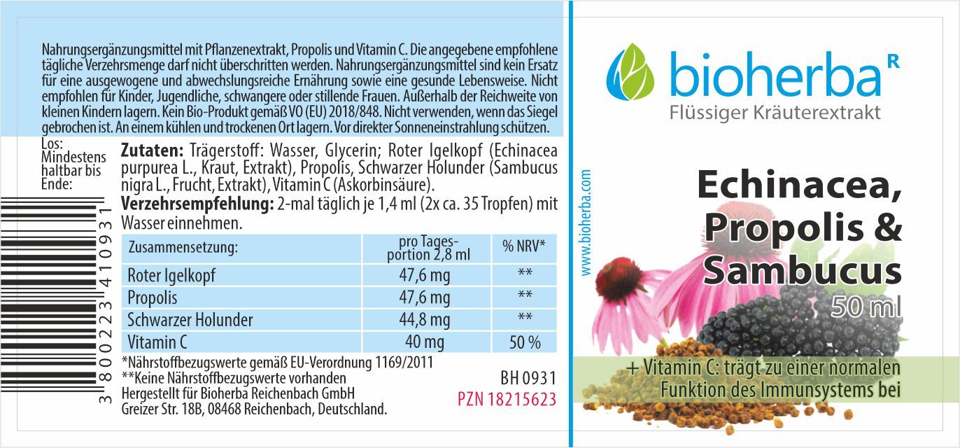 Bioherba Echinacea Propolis and Sambucus drops tincture extract