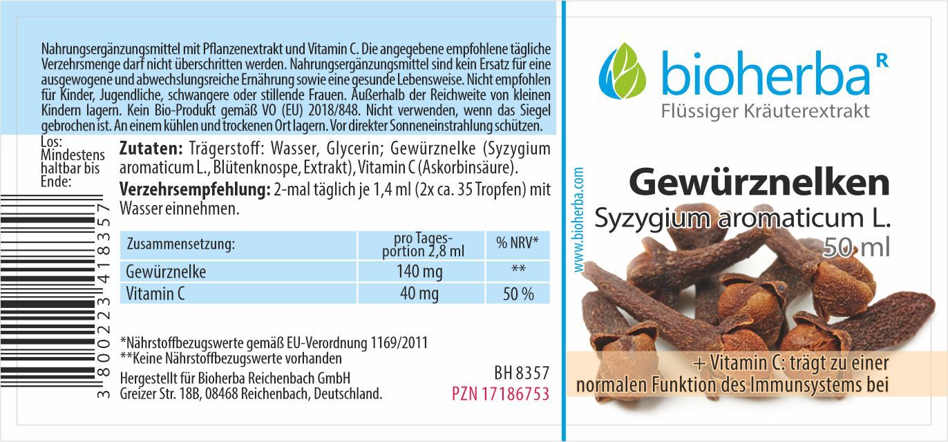 Bioherba Clove Syzygium aromaticum L. Drops tincture extract