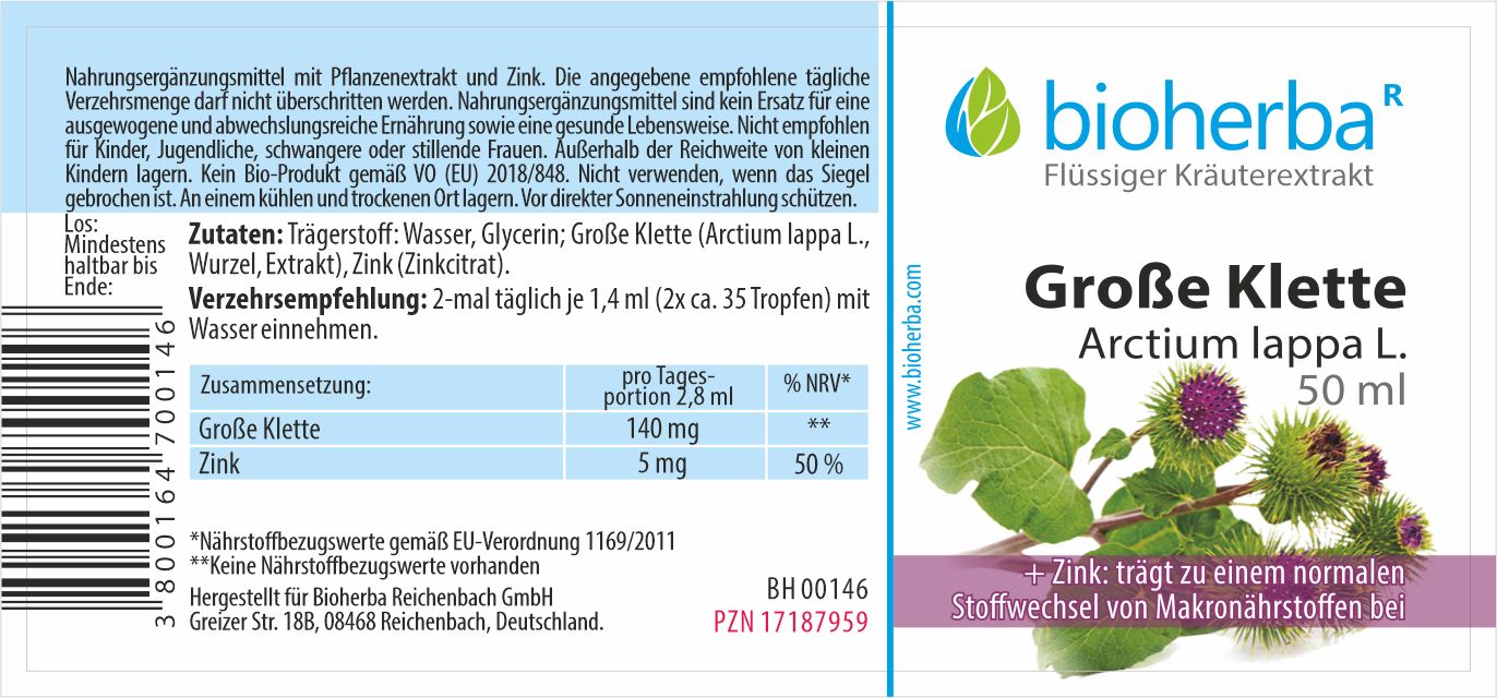 Bioherba Great Burdock Arctium lappa L. Drops tincture extract