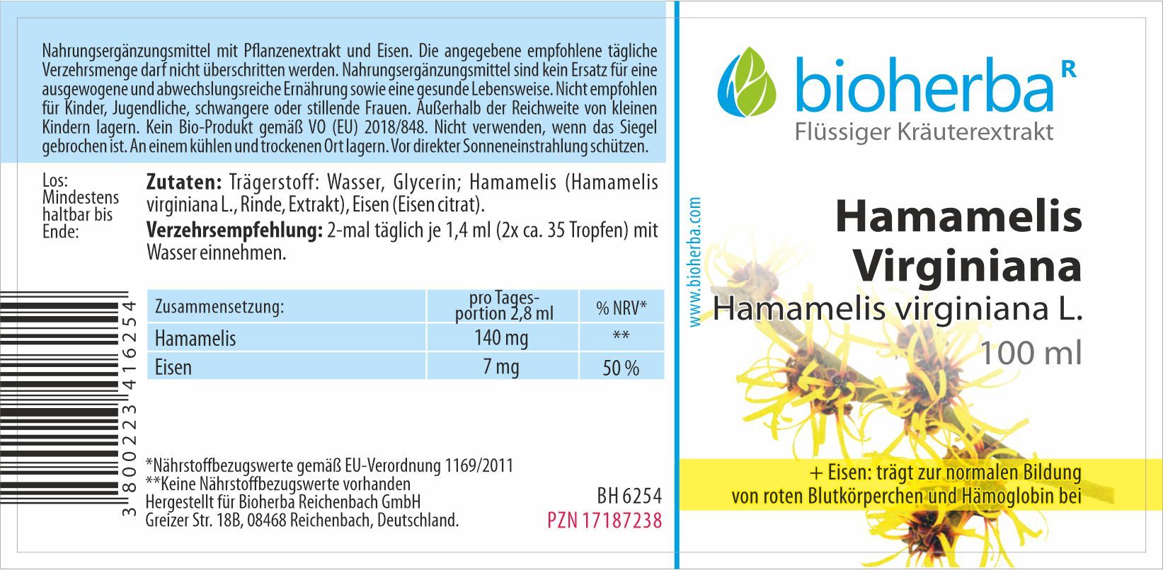 Bioherba Hamamelis Virginiana drops tincture extract