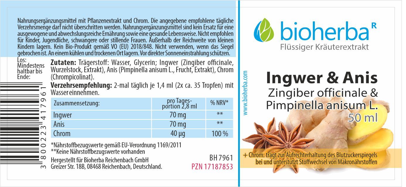 Bioherba Ginger & Anise Drops Tincture Extract