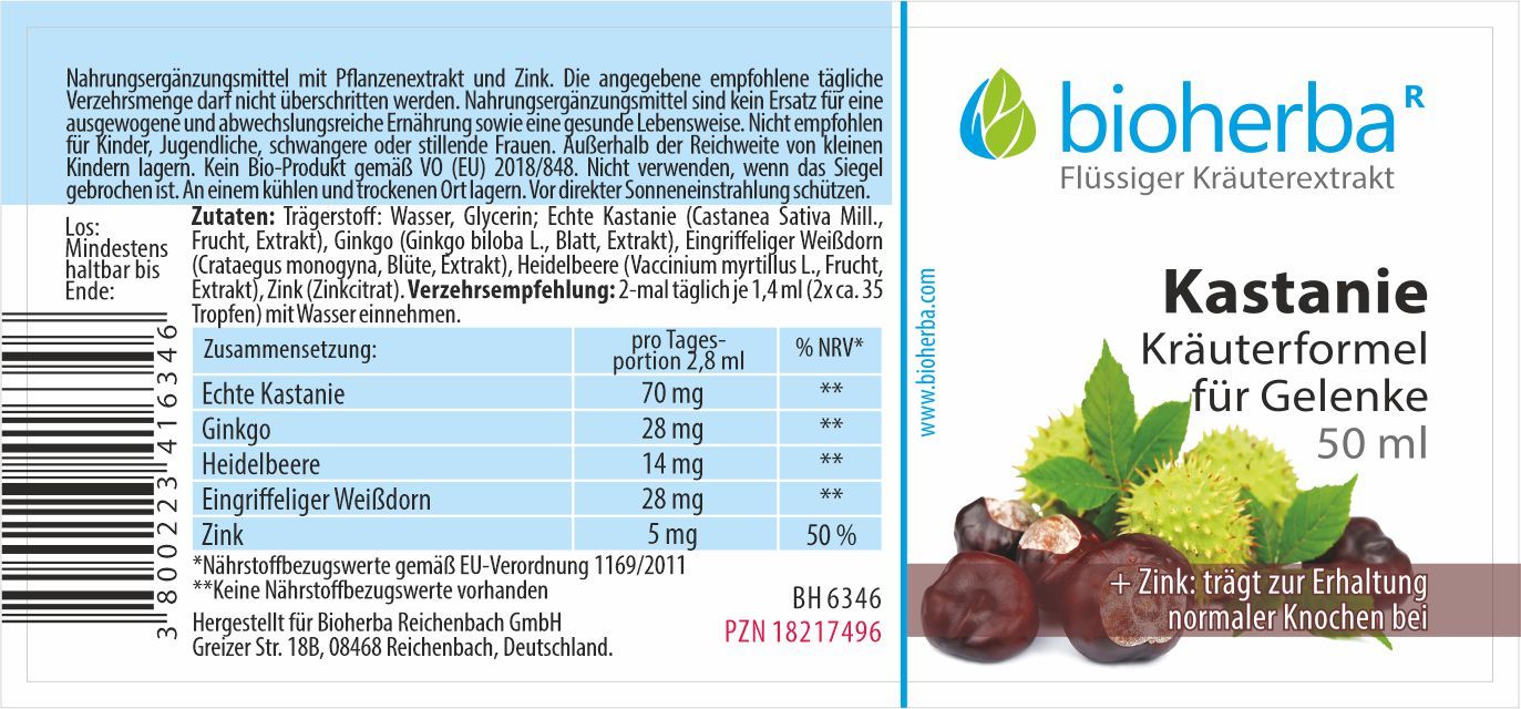 Bioherba chestnut herbal formula for joints drops tincture extract