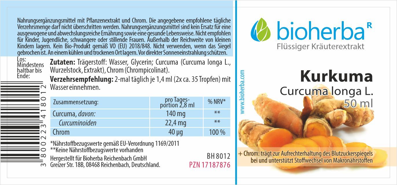 Bioherba Turmeric Curcuma longa L. Drops tincture extract