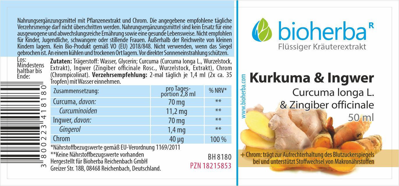 Bioherba Turmeric & Ginger Drops Tincture Extract