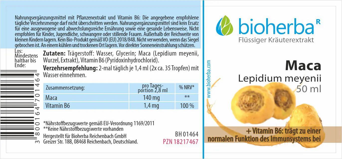 Bioherba Maca Lepidium meyenii drops tincture extract