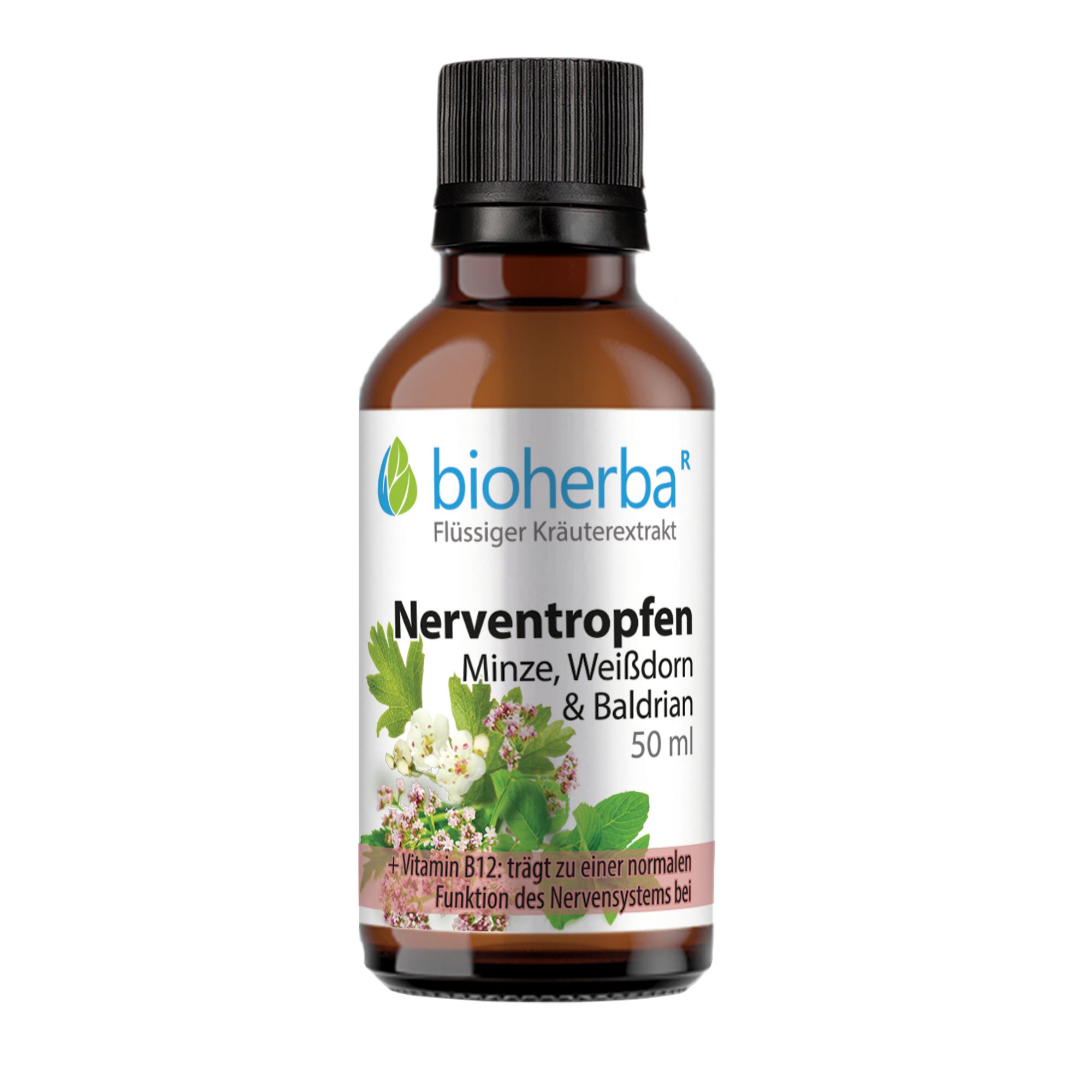 Bioherba nerve drops mint hawthorn & valerian tincture extract