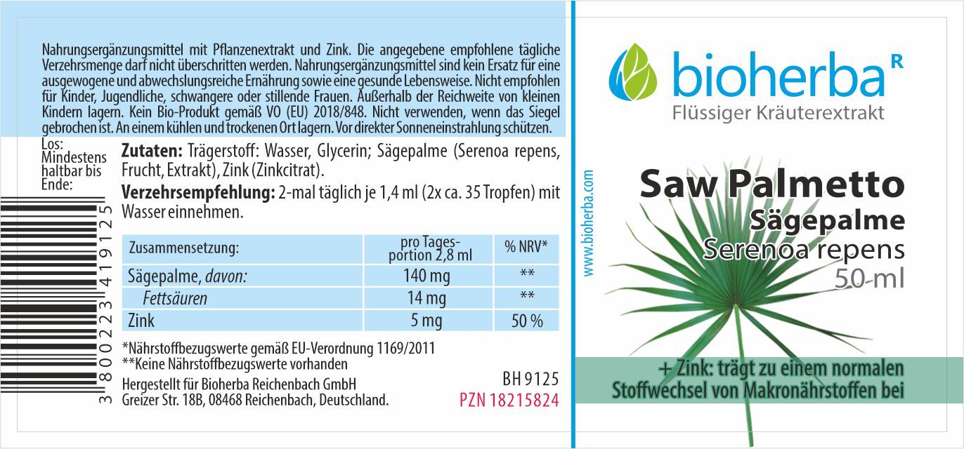 Bioherba Saw Palmetto Saw Palmetto Drops Tincture Extract