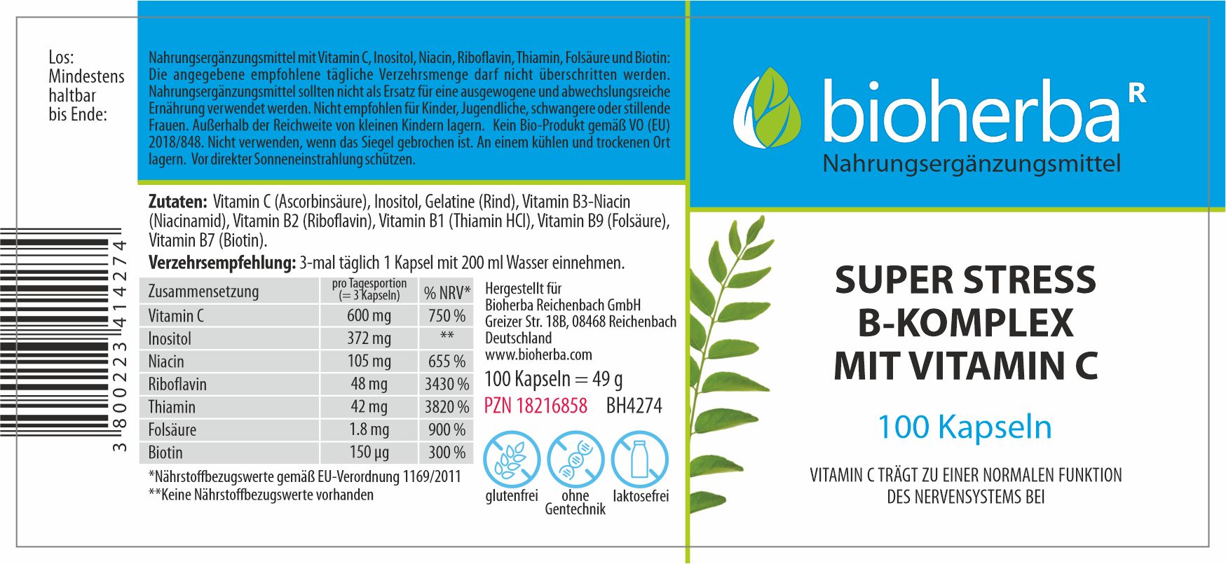 Bioherba Super Stress B complex with vitamin C capsules