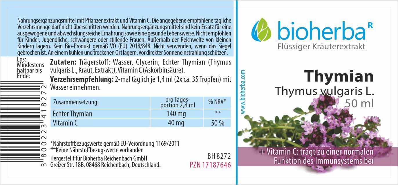 Bioherba Thyme Thymus vulgaris L. Drops tincture extract