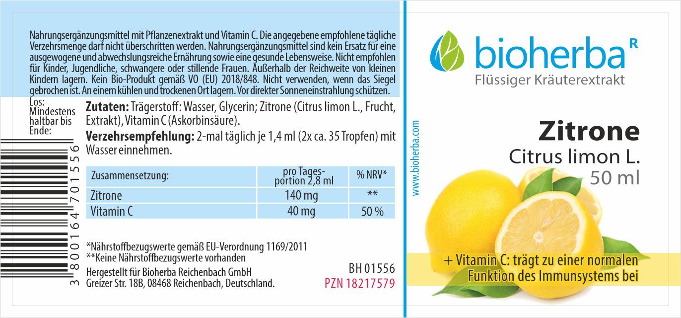 Bioherba Lemon Citrus limon L. Drops tincture extract
