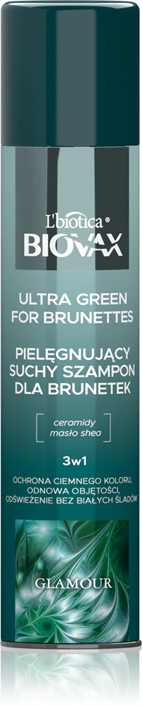Biovax Glamour Ultra Green For Brunettes Dry Shampoo for brown hair shades