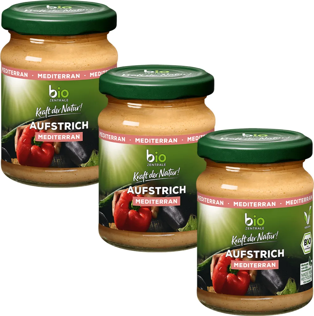 biozentrale Brotaufstrich Mediterran, 3er Pack (3x 125 g)