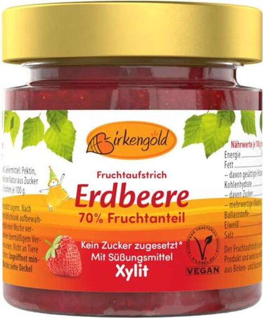 Birkengold Fruchtaufstrich Erdbeere - 200g x 6  - 6er Pack VPE