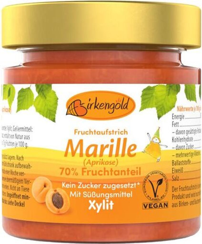 Birkengold Fruchtaufstrich Marille Aprikose - 200g x 6  - 6er Pack VPE