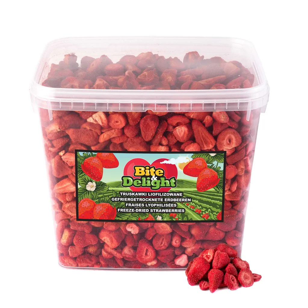 Bite&Delight Freeze-Dried Strawberries 600g/10L – 100% Natural, Intense Aroma & Crisp Freshness – Perfect for Muesli, Desserts & Snacks