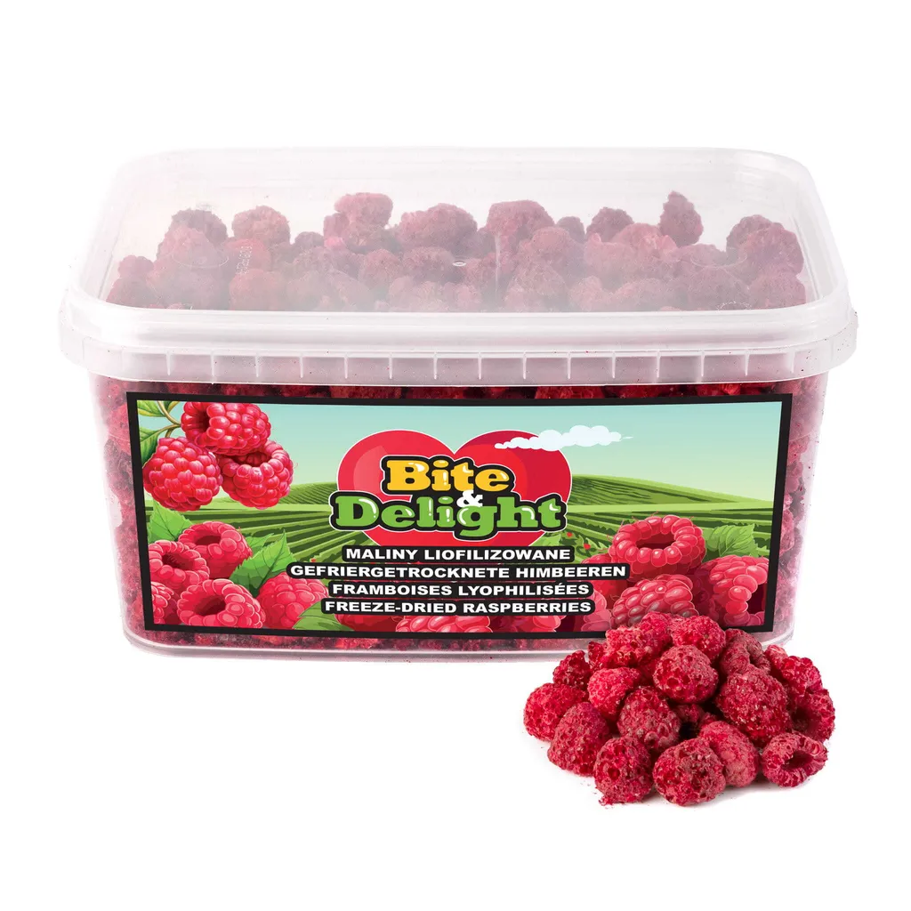 Bite&Delight Freeze-Dried Raspberries 250g/2500ml – 100% Natural, Intense Aroma & Crisp Freshness – Perfect for Muesli, Desserts & Snacks