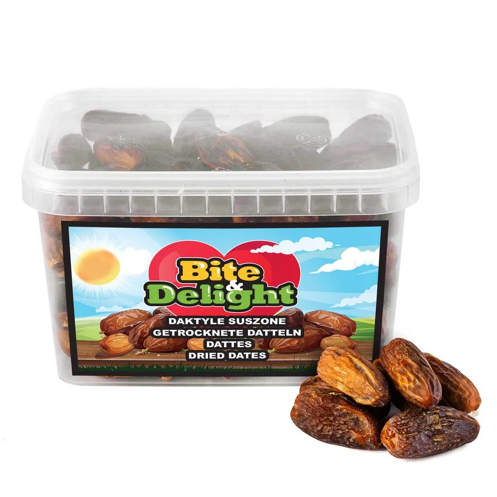 Bite&Delight Dried Dates 2.5kg/5000ml – 100% natural, high in fiber & energy – Perfect as a snack, for muesli & baking