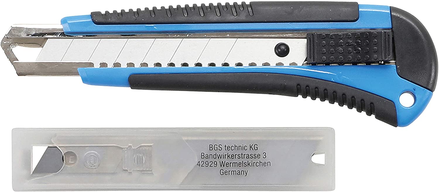 BGS 7955 | Snap Off Knife | Blade Width 18 mm | Includes 8 Blades | Cutter Knife | Carpet Knife | Utility Knife