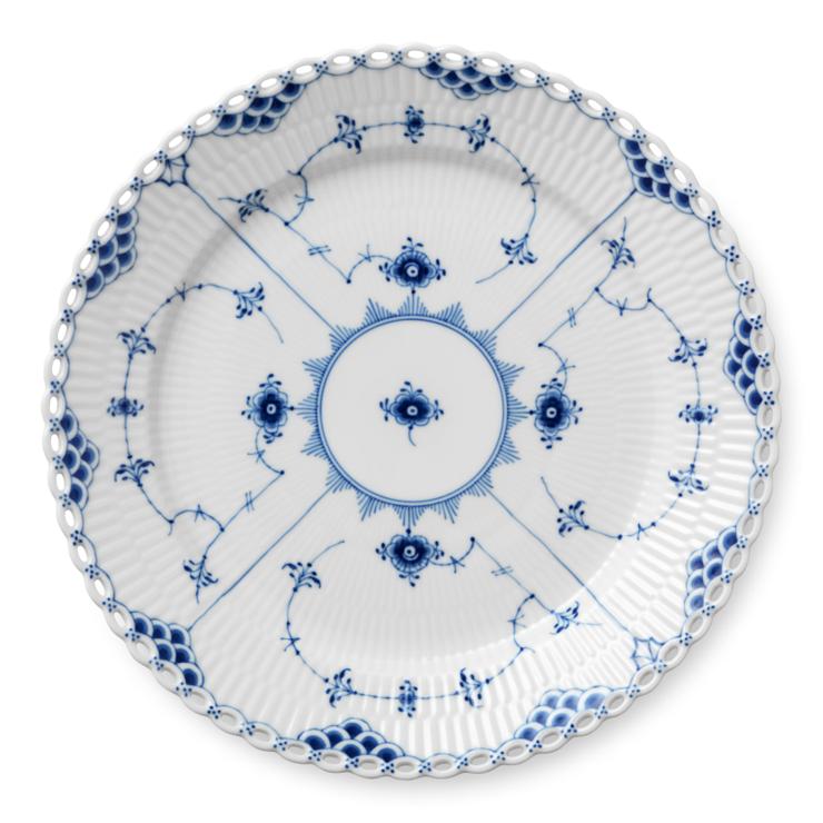 Blue Fluted Full Lace Plate