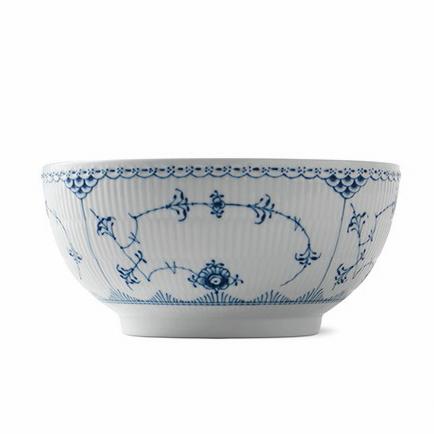 Blue Fluted Half Lace Bowl