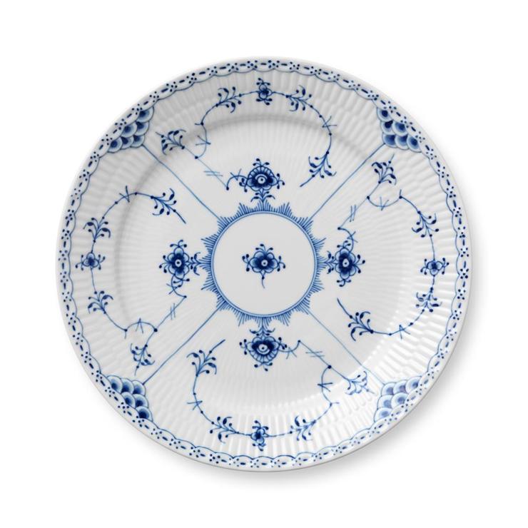 Blue Fluted Half Lace Plate