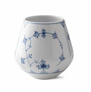 Blue Fluted Plain Ribbed Vase