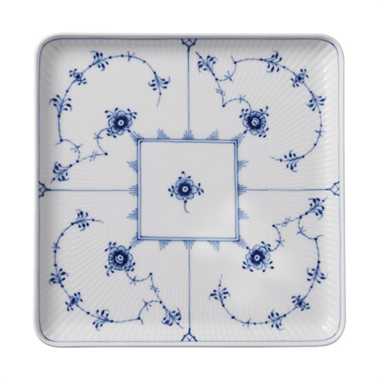 Blue Fluted Plain Square Plate
