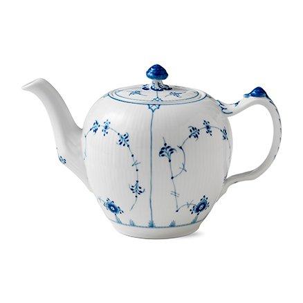 Royal Copenhagen Blue Fluted Plain Teapot Ribbed