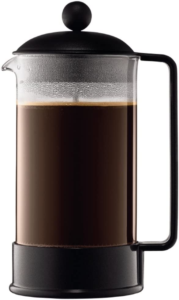 Bodum Brazil Coffee Maker (French Press System, Permanent Stainless Steel Filter), Black, 1,0L