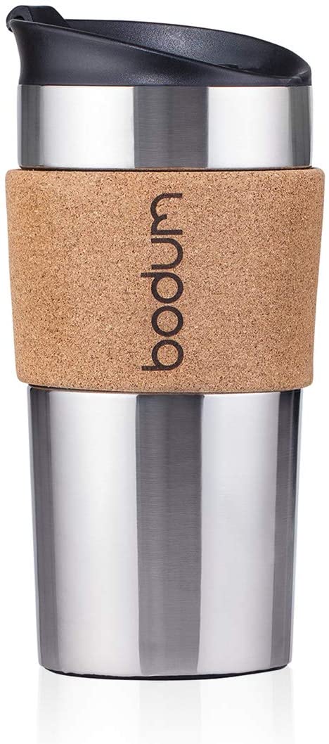Bodum 11068-109S double-walled travel mug, stainless steel / cork