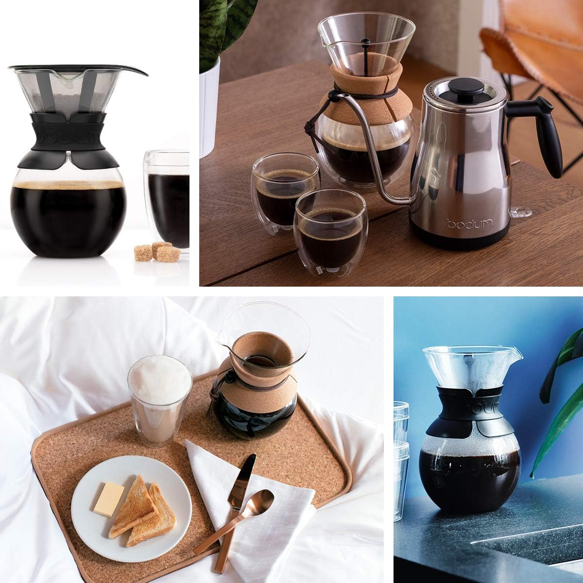 Bodum Pour Over Coffee Maker (Permanent Filter, Dishwasher Safe), 1,0L