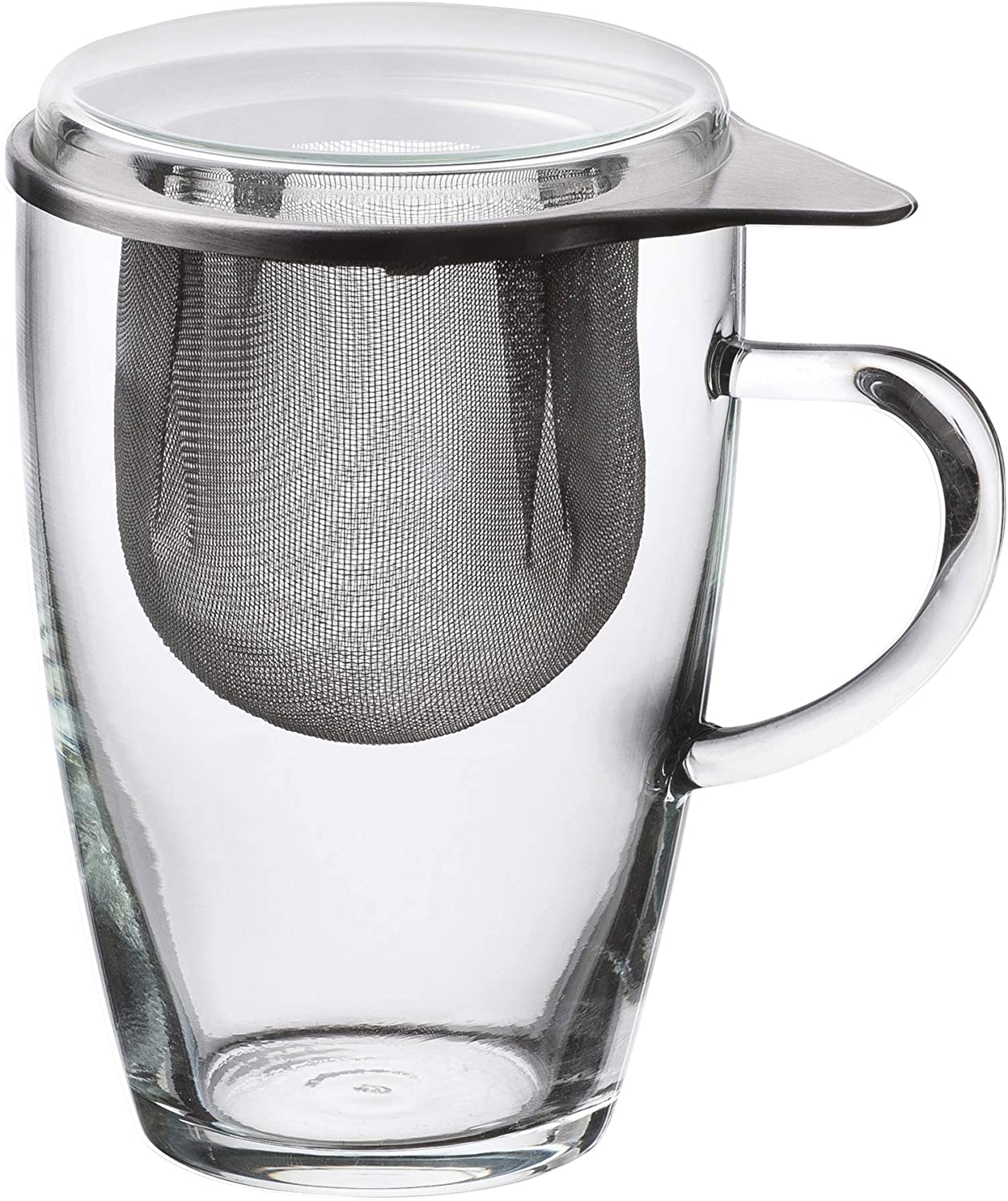 Bohemia Cristal SIMAX 093 006 Tea Glass 350 ml Heat Resistant Borosilicate Glass with Metal Strainer and Lid