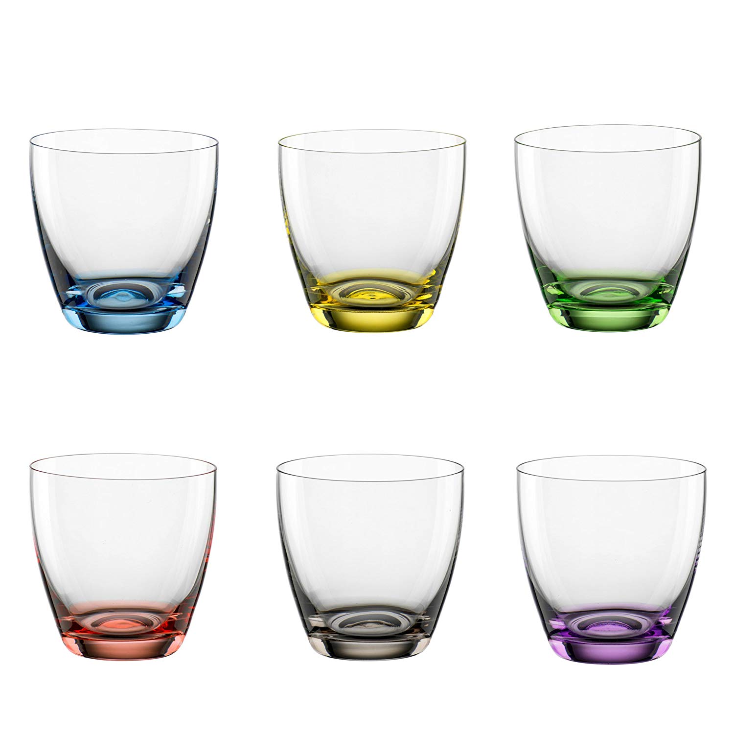 Bohemia Cristal Viva Colori 093 006 165 Set Of 6 Glasses 10Oz With Colourfu