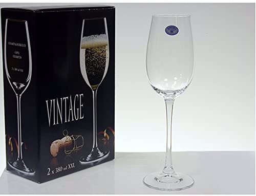 Bohemia Crystal Vintage Champagne Goblets Set, Glass, Transparent, 38 cl, 2 Pieces