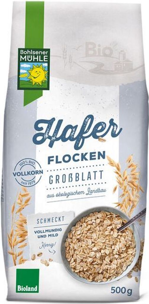 Bohlsener Mühle Haferflocken Großblatt -- 500g x 6  - 6er Pack VPE