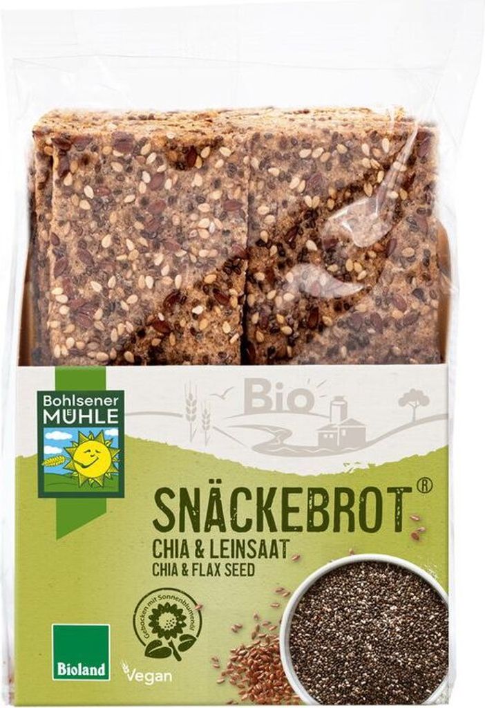 Bohlsener Mühle Chia & Linseed Snäckebrot -- 200g x 8 - 8-pack