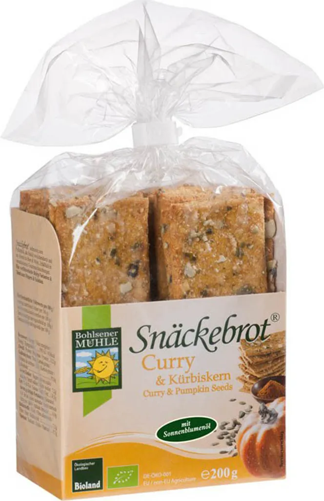 Bohlsener Mühle Snäckebrot Curry & Pumpkin Seed -- 200g