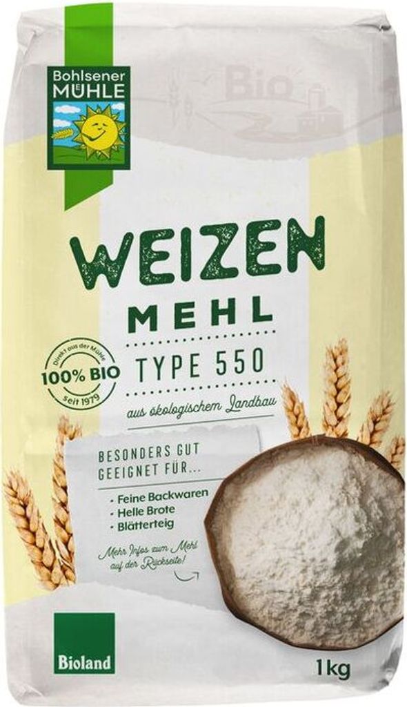 Bohlsener Mühle Wheat Flour Type 550 -- 1kg x 6 - 6-pack VPE