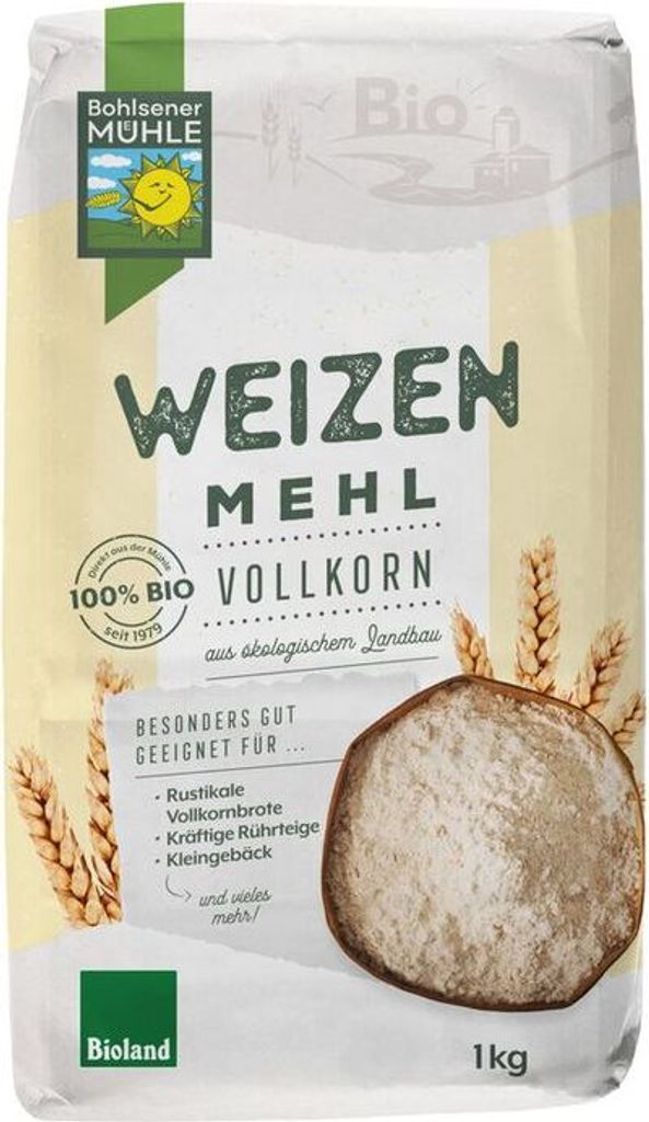 Bohlsener Mühle wholemeal wheat flour -- 1kg x 6 - 6-pack VPE