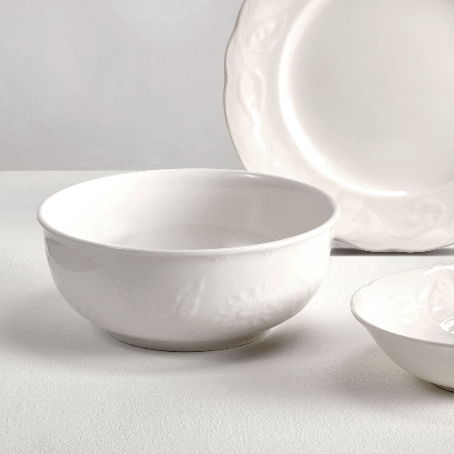 Villeroy & Boch Villeroy und Boch Rose Sauvage Blanche Dinner Plate, 26 cm, Premium Porcelain, White