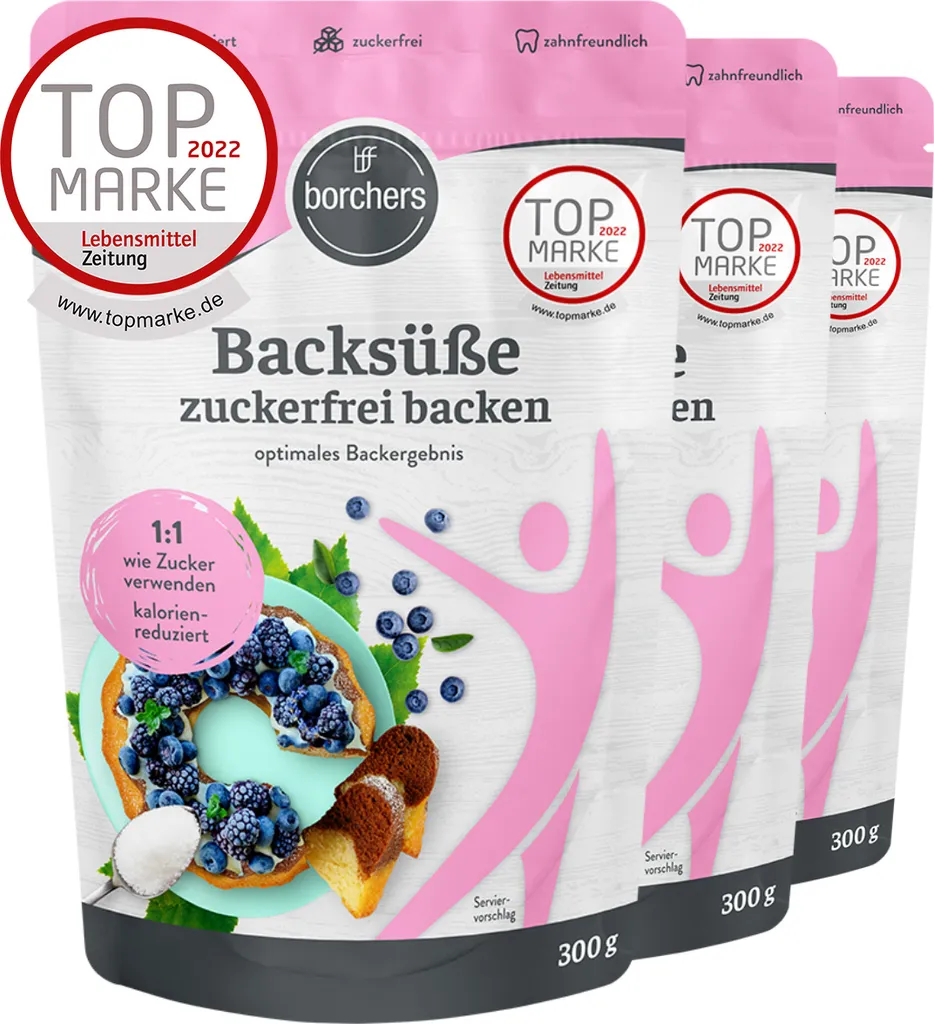 BORCHERS Backsüße - Zuckerfrei Backen (3x300g)