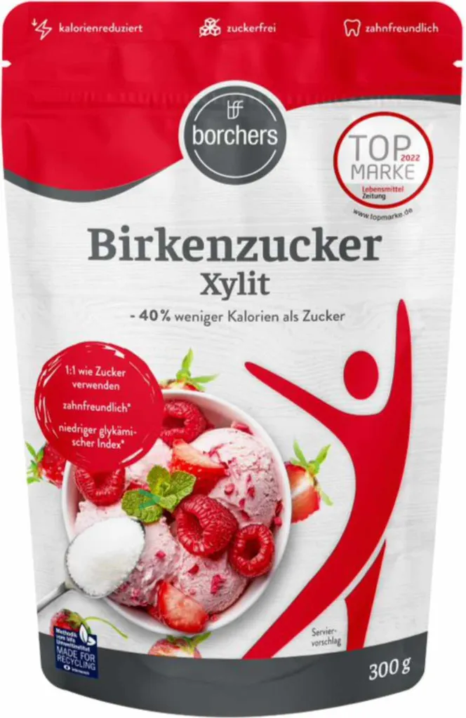borchers Birkenzucker 100% Xylit mit Ceylon Zimt | Zuckerfrei | Zahnfreundlich | weniger Kalorien |