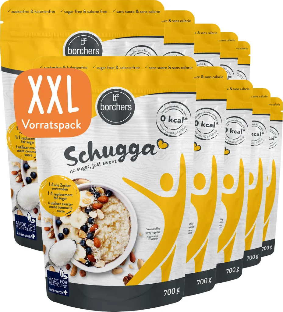 BORCHERS Schugga, Kristalline Streusüße, Erythrit-Sucralose Mischung (10x700g)