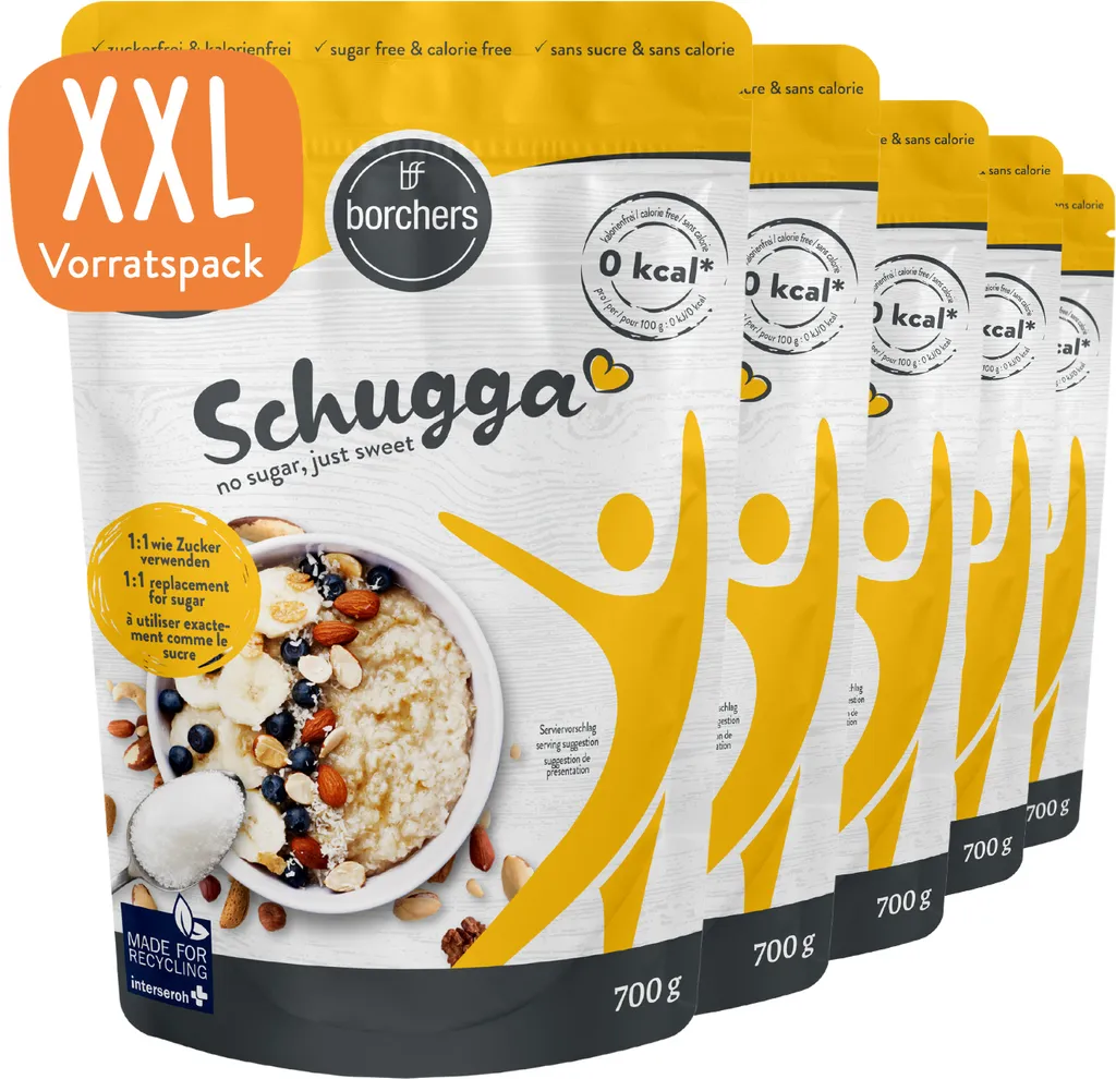 BORCHERS Schugga, Kristalline Streusüße, Erythrit-Sucralose Mischung (5x700g)