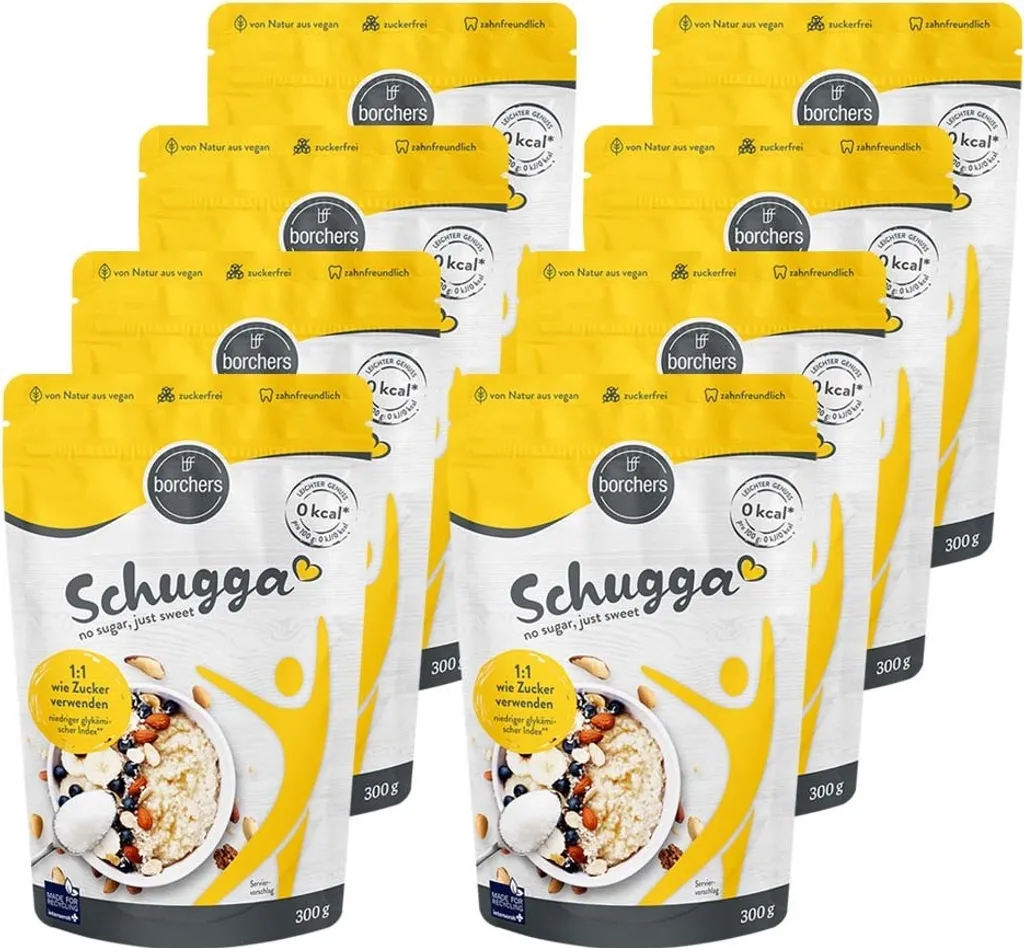 BORCHERS Schugga, Kristalline Streusüße, Erythrit-Sucralose Mischung (8x300g)