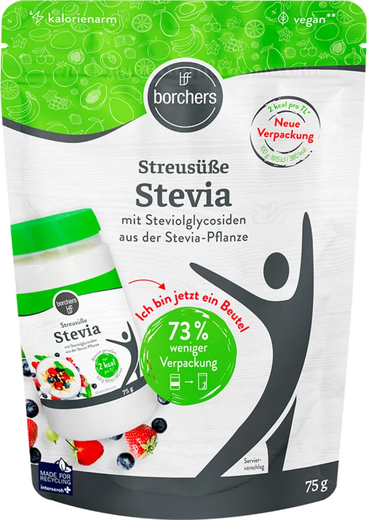 Borchers Stevia Kristalline Streusüße mit Erythrit 300g