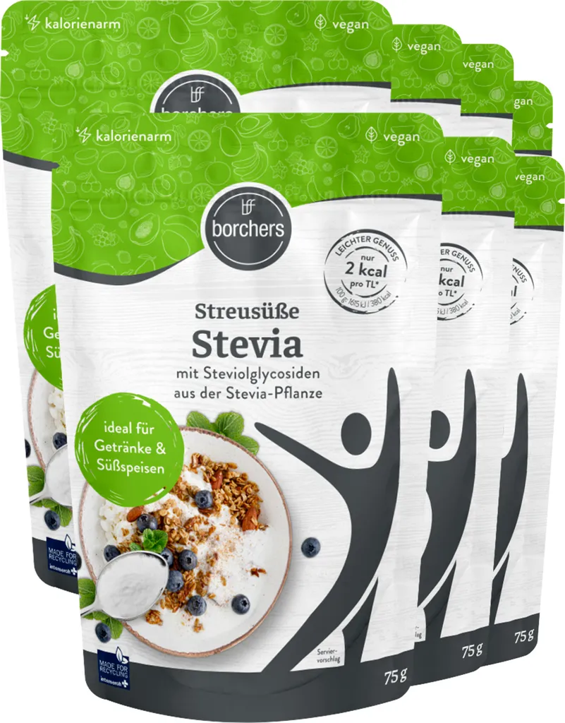 BORCHERS Stevia sprinkle sweetener (7x 75g)